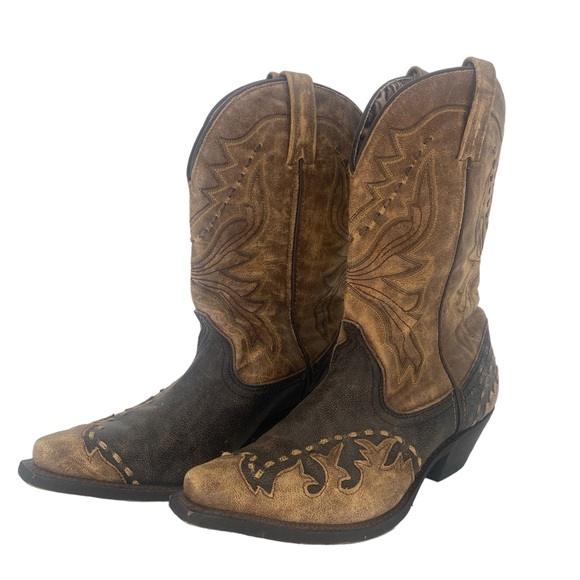 Laredo Shoes - LAREDO | Women’s Cullison Bucklace Brown Distressed Leather Western Boots | Sz 9